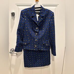 GIANNI VERSACE V2 Vintage Women Geometric Skirt Blazer Jacket Suit Set IT 42